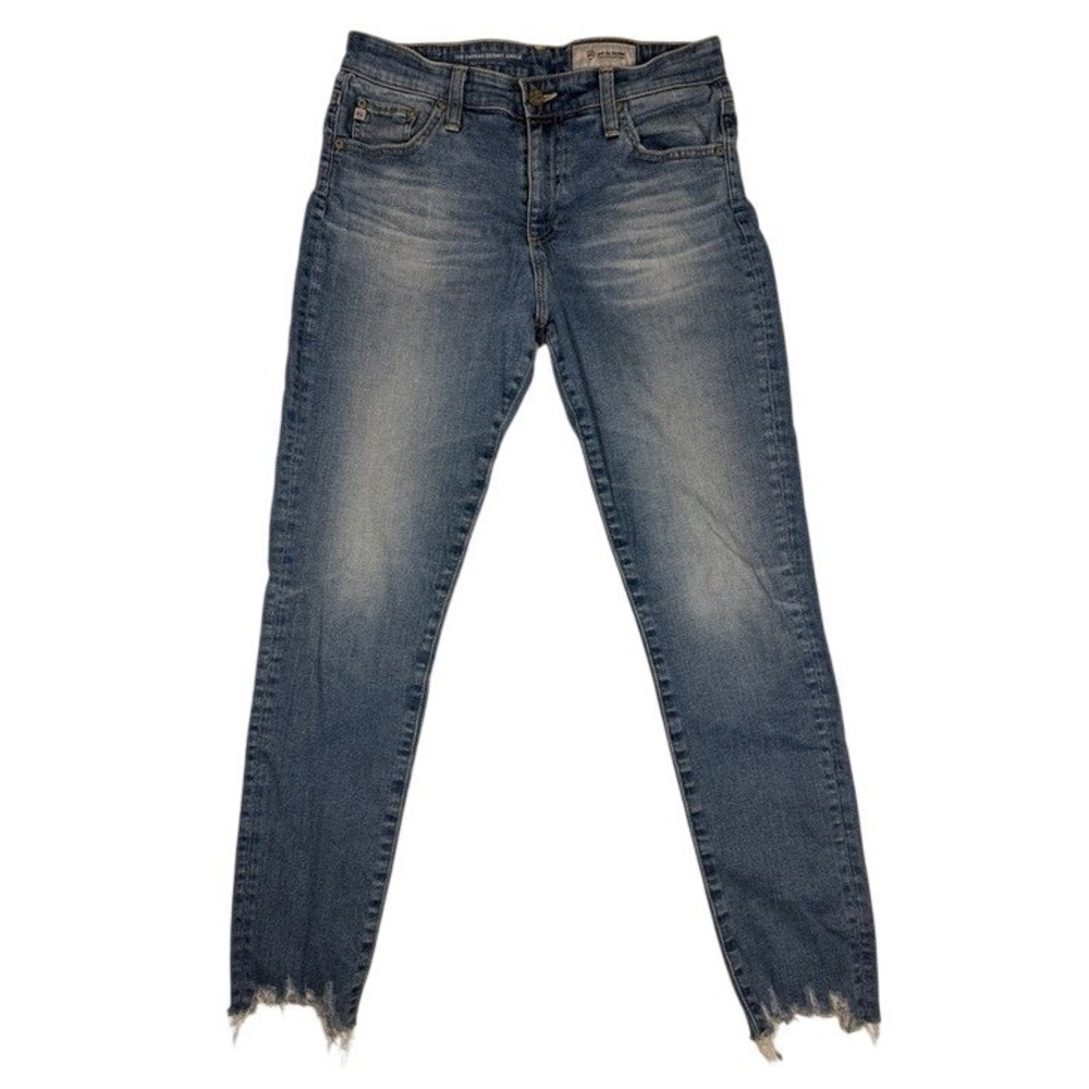 AG‎ Adriano Goldschmied Farrah Skinny Ankle Jeans Blue High Rise Raw Hem 28R